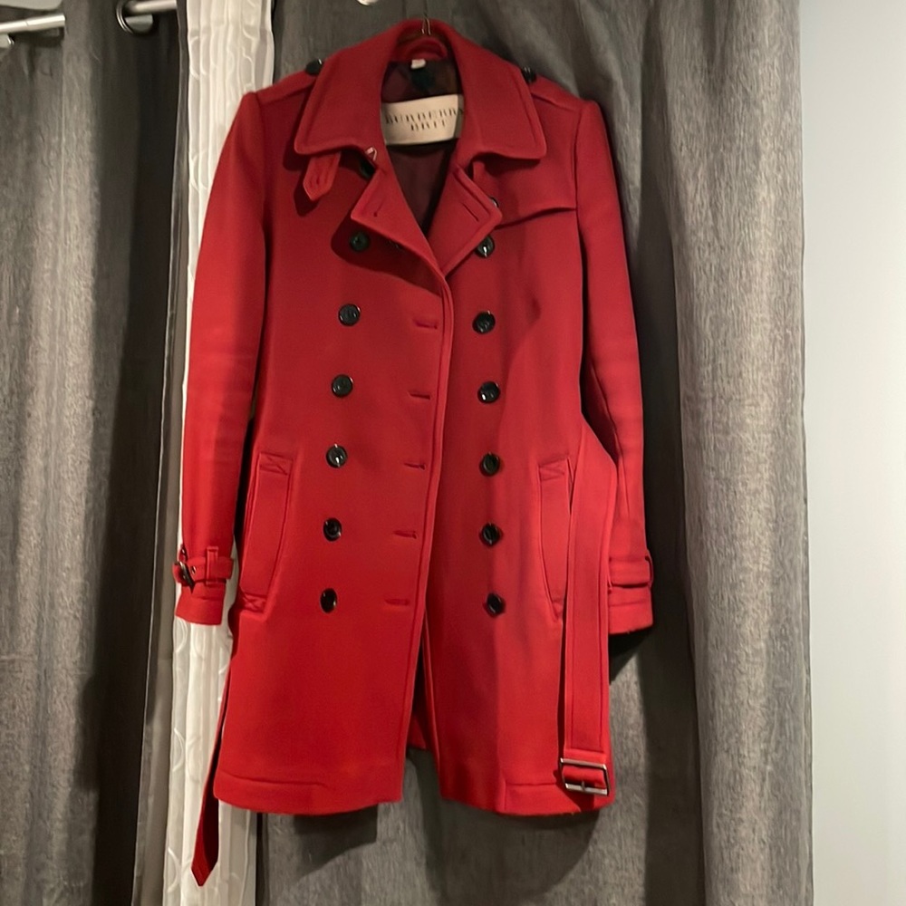 Burgundy Burberry Trench Coat w/ belt